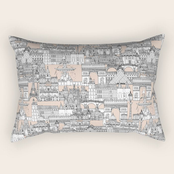 Paris Toile Sugar Pink Rectangular Pillow