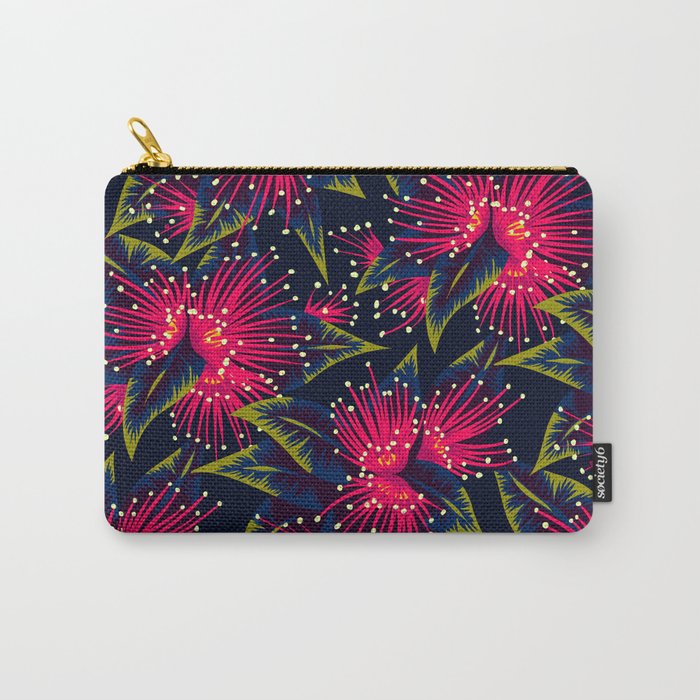 New Zealand Rata Floral Print (Night) Carry All Pouch