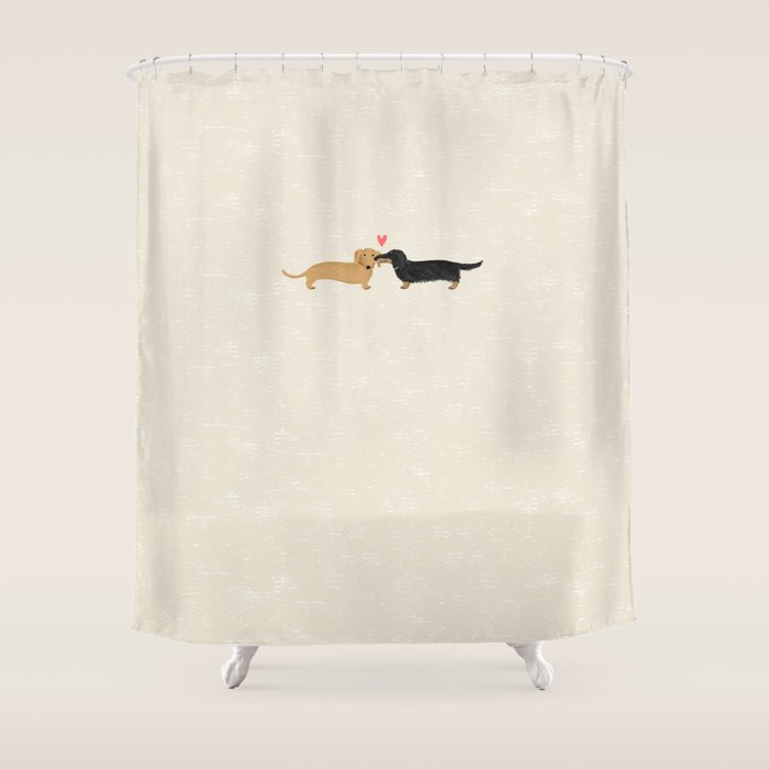 Cute Wiener Dogs With Heart | Dachshunds Love Shower Curtain