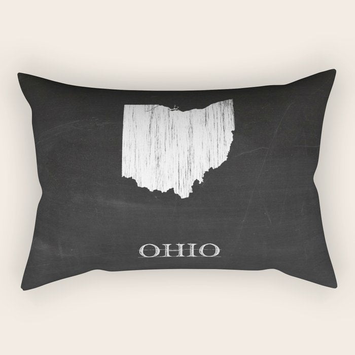 Ohio State Map Chalk Drawing Rectangular Pillow