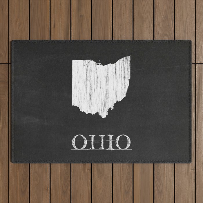 Ohio State Map Chalk Drawing Outdoor Rug