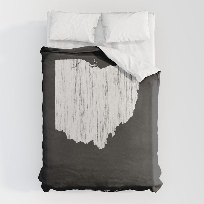 Ohio State Map Chalk Drawing Duvet Cover