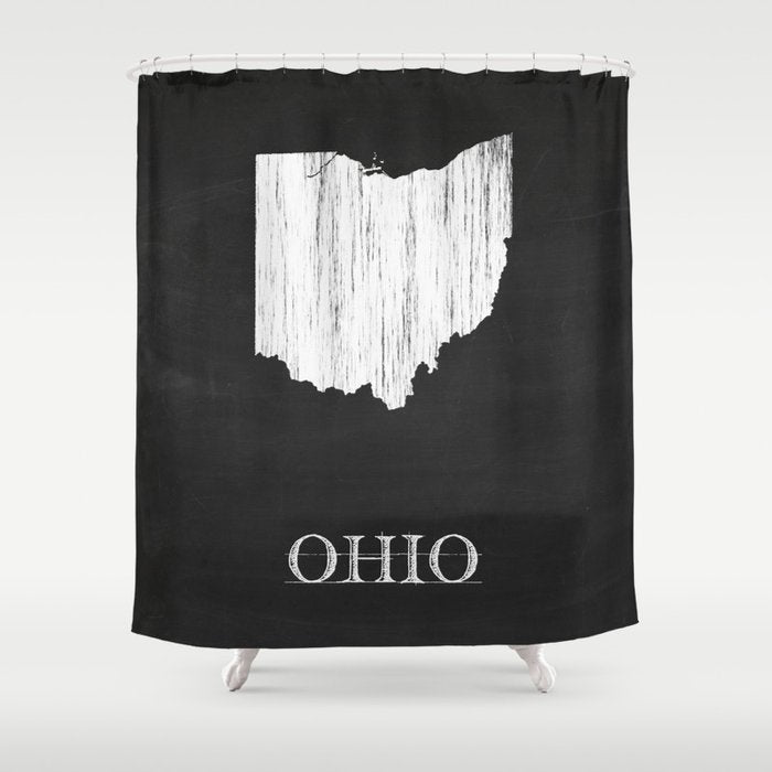Ohio State Map Chalk Drawing Shower Curtain
