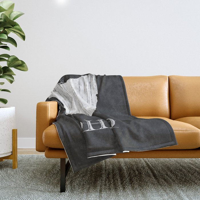 Ohio State Map Chalk Drawing Throw Blanket