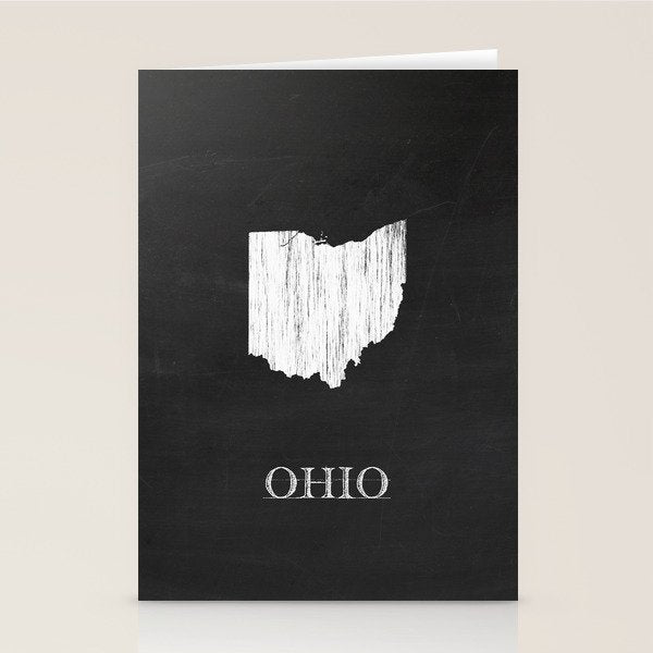 Ohio State Map Chalk Drawing Stationery Card