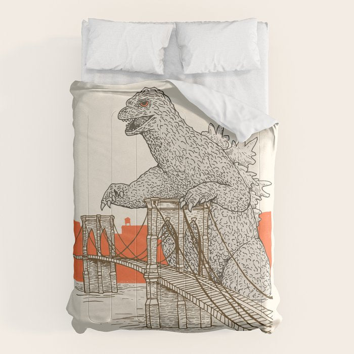 Godzilla Vs. The Brooklyn Bridge Comforter
