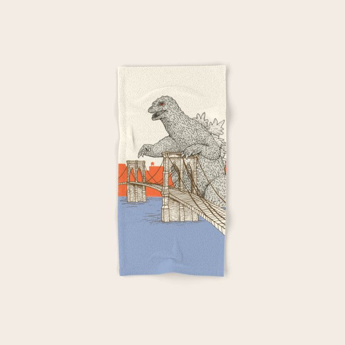 Godzilla Vs. The Brooklyn Bridge Bath Towel