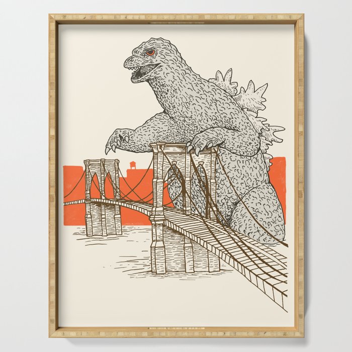 Godzilla Vs. The Brooklyn Bridge Serving Tray