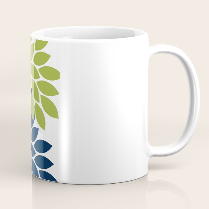 Bold Colorful Teal Green Navy Dahlia Flower Burst Petals Coffee Mug