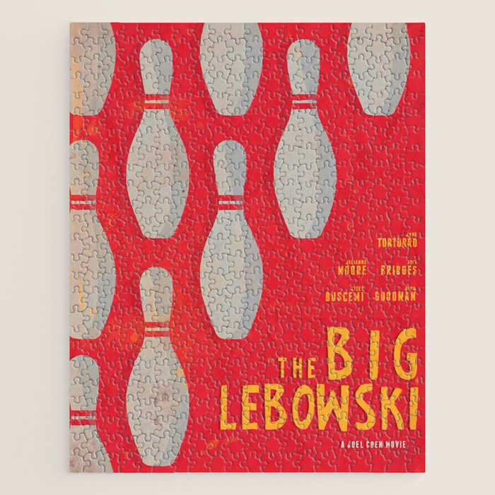 The Big Lebowski - Movie Poster, Coen Brothers Film, Jeff Bridges, John Turturro, Bowling Jigsaw Puzzle