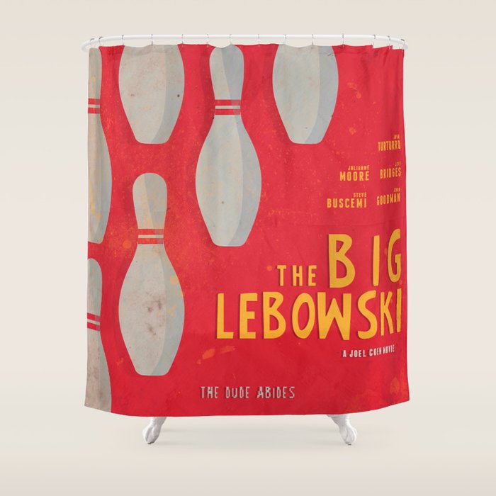 The Big Lebowski - Movie Poster, Coen Brothers Film, Jeff Bridges, John Turturro, Bowling Shower Curtain