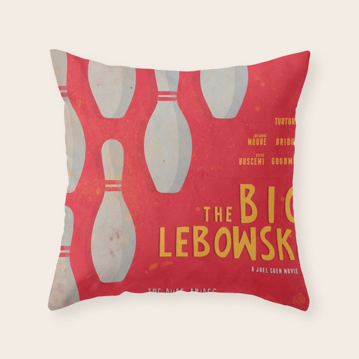 The Big Lebowski - Movie Poster, Coen Brothers Film, Jeff Bridges, John Turturro, Bowling Throw Pillow