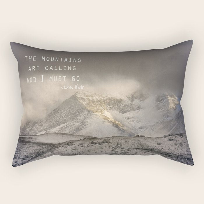 The Mountains Are Calling, And I Must Go.  John Muir. Vintage. Rectangular Pillow