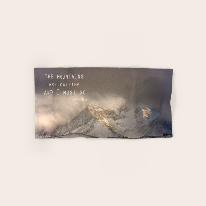 The Mountains Are Calling, And I Must Go.  John Muir. Vintage. Bath Towel