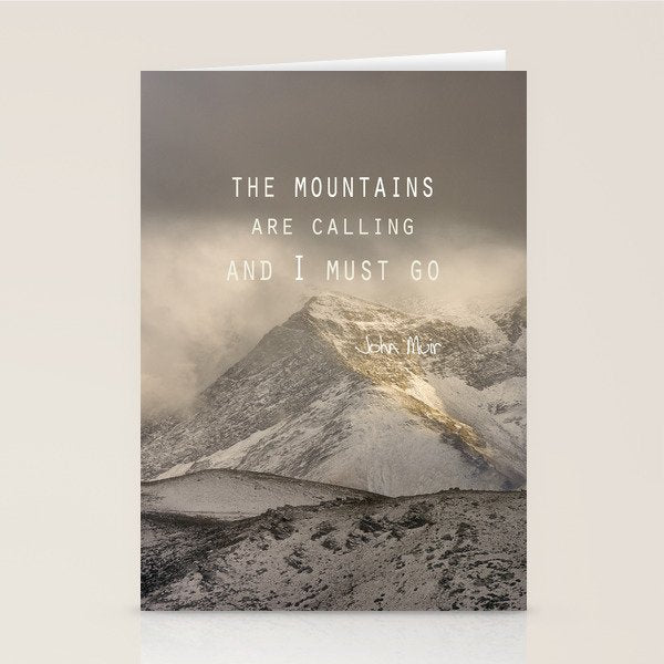 The Mountains Are Calling, And I Must Go.  John Muir. Vintage. Stationery Card