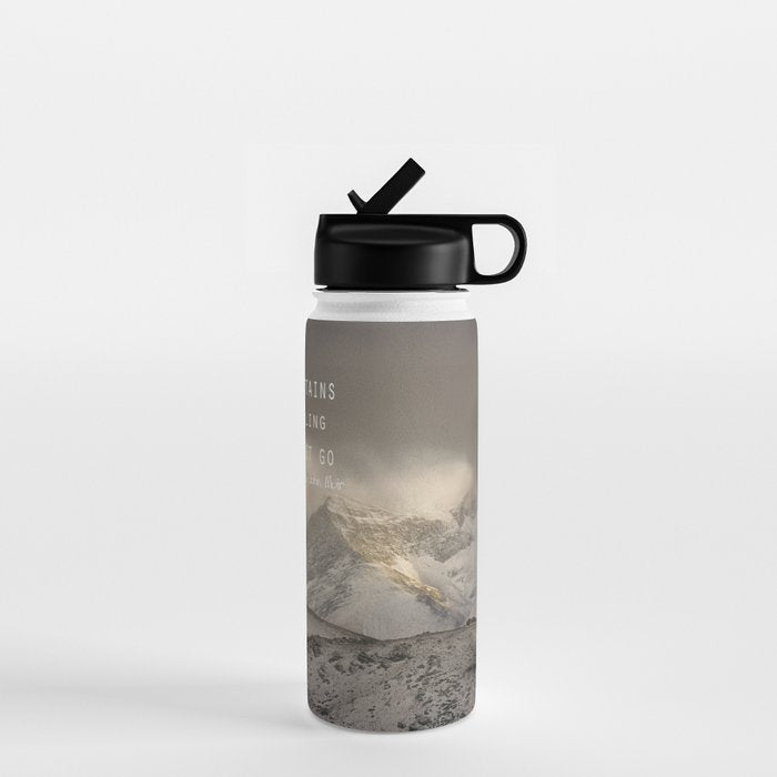 The Mountains Are Calling, And I Must Go.  John Muir. Vintage. Water Bottle