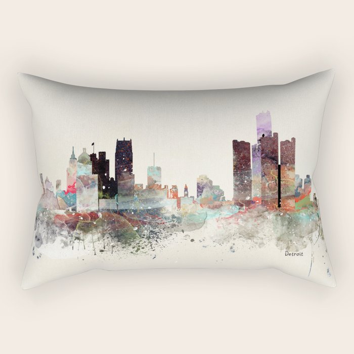 Detroit Michigan Skyline Rectangular Pillow
