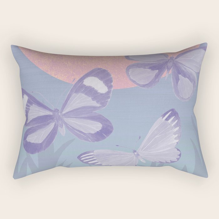 Moonrise Meadow Butterflies Rectangular Pillow