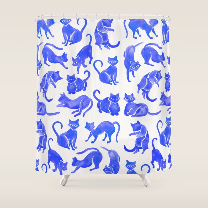 Cat Positions - Blue Palette Shower Curtain
