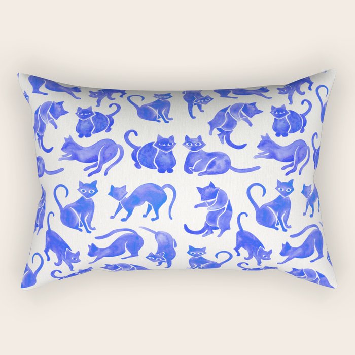 Cat Positions - Blue Palette Rectangular Pillow