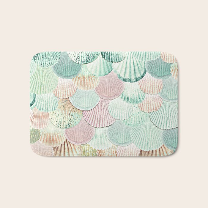 Mermaid Shells - Mint & Rosegold Bath Mat