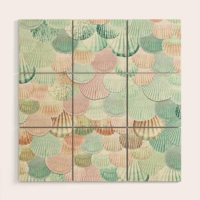 Mermaid Shells - Mint & Rosegold Wood Wall Art