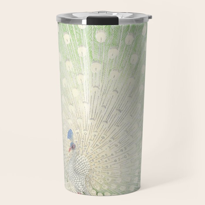 Peacock, Ohara Koson - Japanese Woodcut Travel Mug
