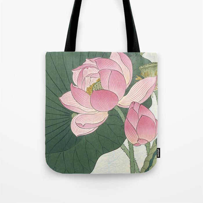 Flowering Lotus Flowers, Ohara Koson Tote Bag