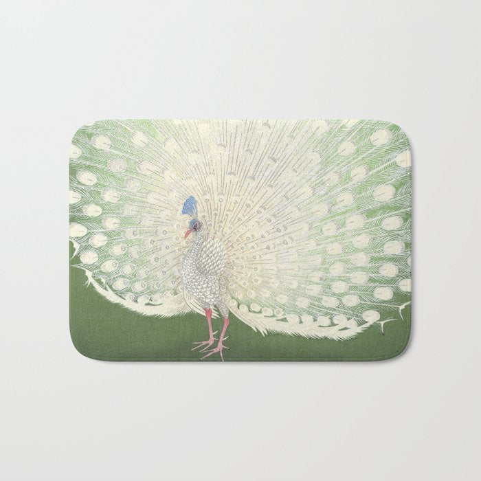 Peacock, Ohara Koson - Japanese Woodcut Bath Mat