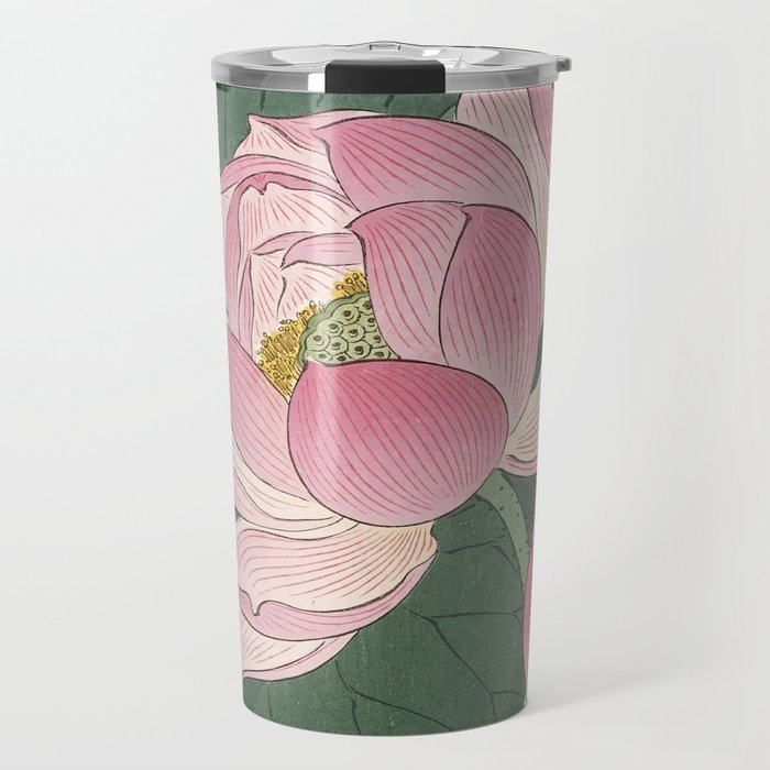 Flowering Lotus Flowers, Ohara Koson Travel Mug
