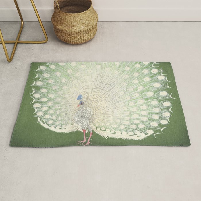 Peacock, Ohara Koson - Japanese Woodcut Rug