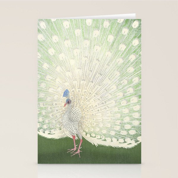 Peacock, Ohara Koson - Japanese Woodcut Stationery Card