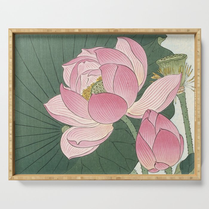 Flowering Lotus Flowers, Ohara Koson Serving Tray