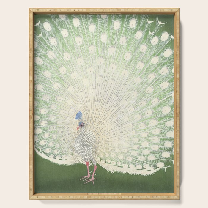 Peacock, Ohara Koson - Japanese Woodcut Serving Tray