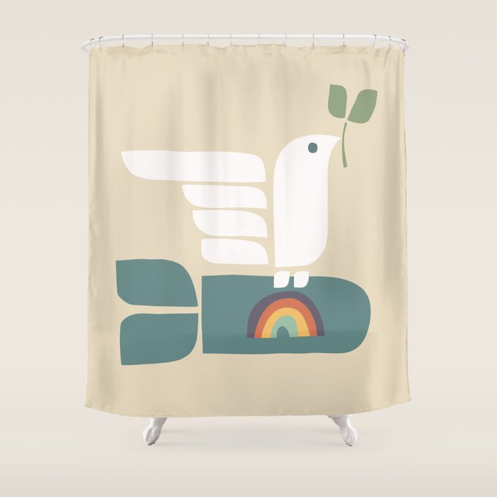 Peace Dove And Rainbow Bomb Shower Curtain