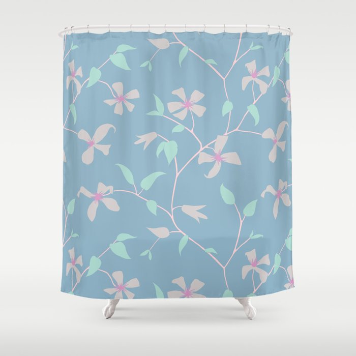 Floral Clematis Vine - Cool Summer Shower Curtain
