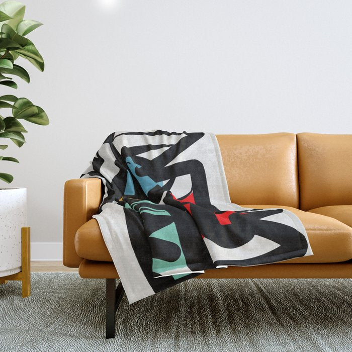 Street Art Abstract Portrait Pop Throw Blanket
