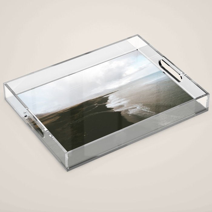 Moody Black Sand Beach In Iceland - Landscape Photography Acrylic Tray