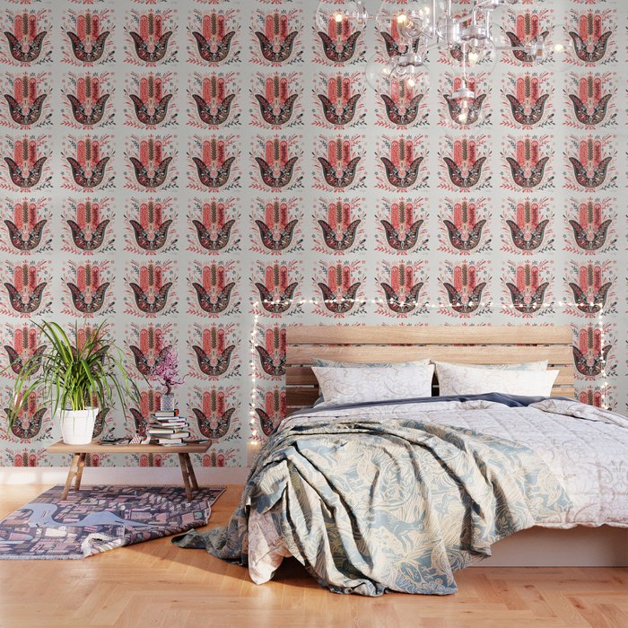Hamsa Hand - Red & Black Palette Wallpaper