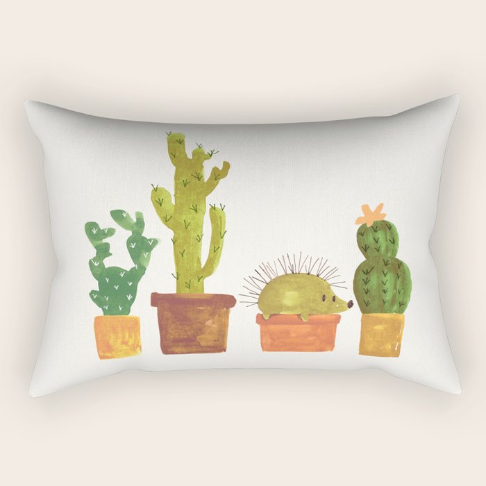 Hedgehog And Cactus (Incognito) Rectangular Pillow