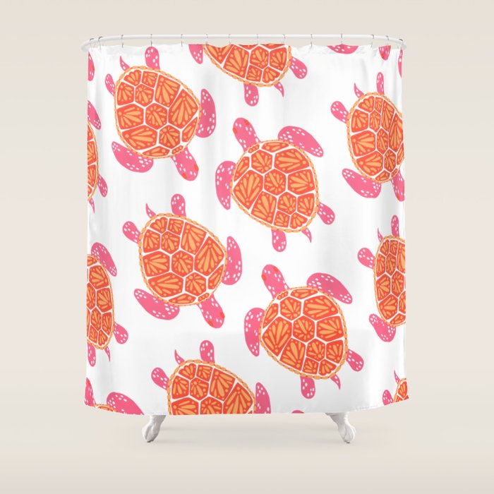 Sea Turtle - Melon Palette Shower Curtain
