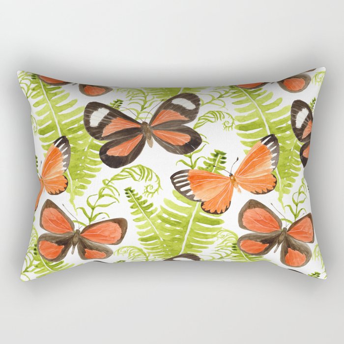 Ferns And Butterflies Rectangular Pillow