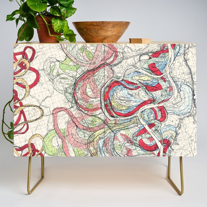 Vintage Map Of The Mississippi River Credenza