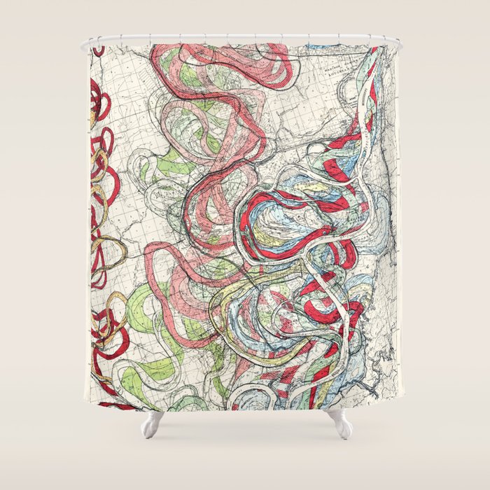 Vintage Map Of The Mississippi River Shower Curtain