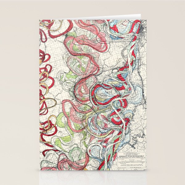Vintage Map Of The Mississippi River Stationery Card