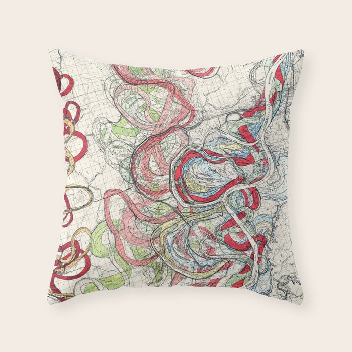 Vintage Map Of The Mississippi River Throw Pillow