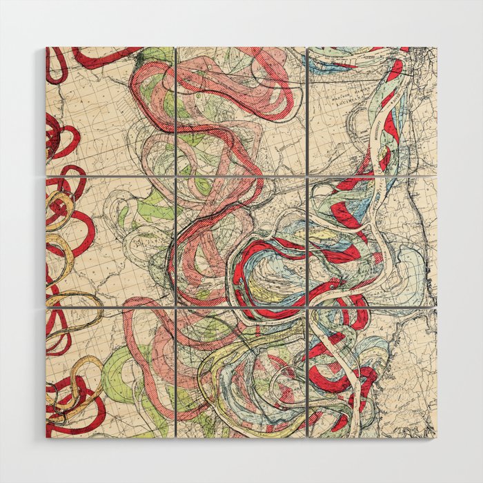 Vintage Map Of The Mississippi River Wood Wall Art