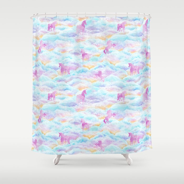 Unicorns Hiding In Clouds Shower Curtain