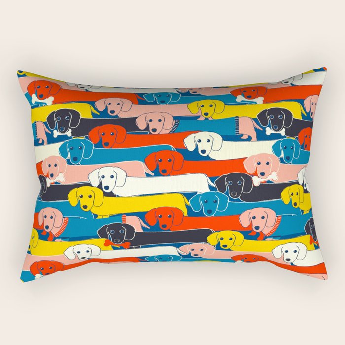 Colored Dogs Pattern 2 Rectangular Pillow