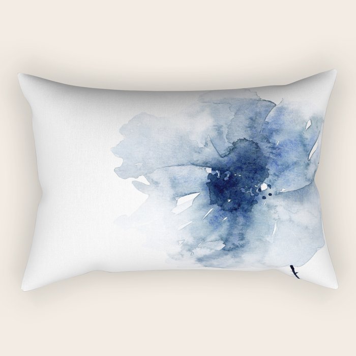 Blue Watercolor Poppies #2 Rectangular Pillow